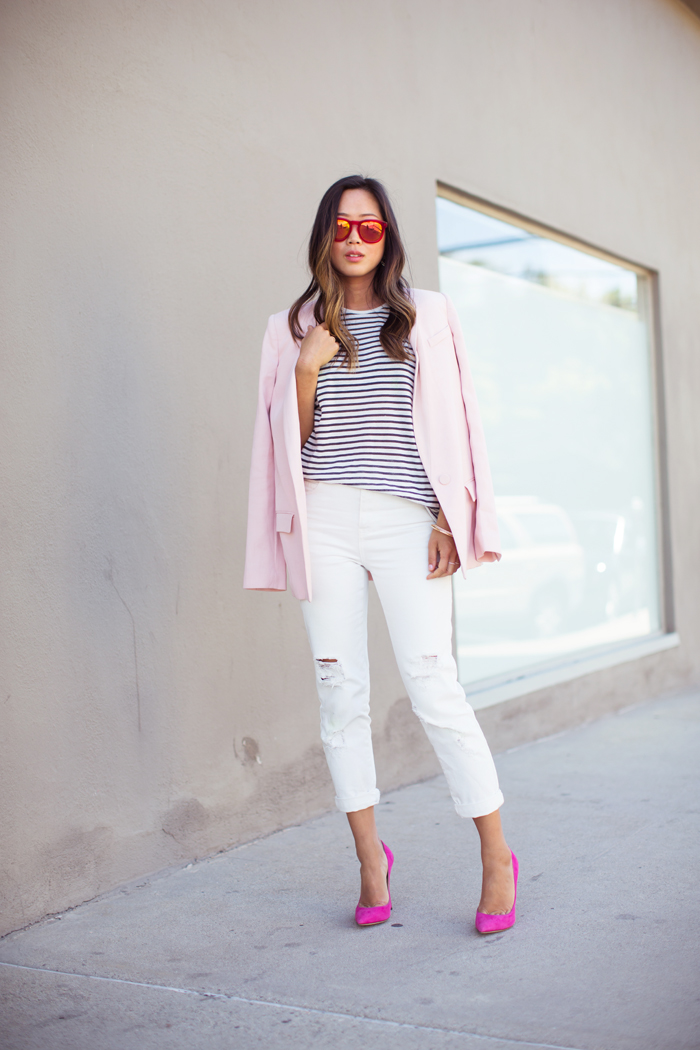 aimee_song_pink_blazer_striped_shirt